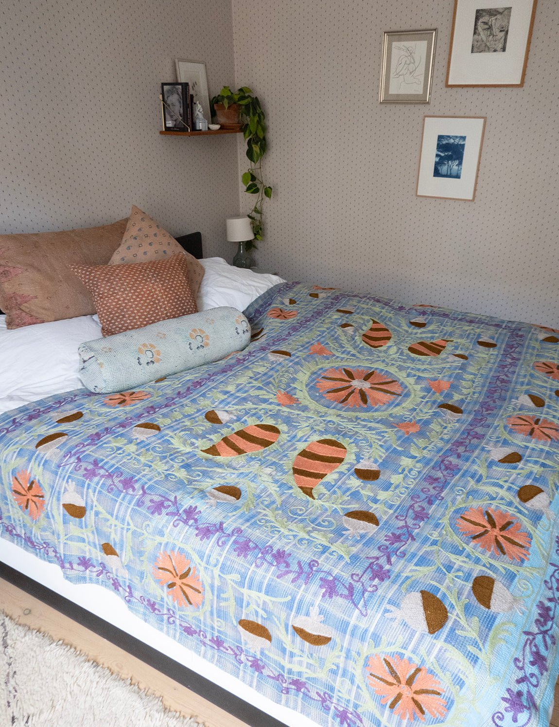 Indisk kantha suzani sengetæppe 54