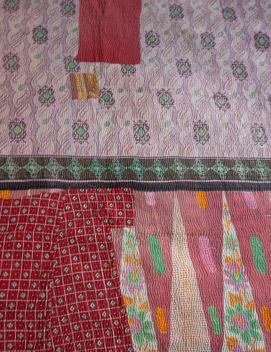 Indian kantha bedspread - 814