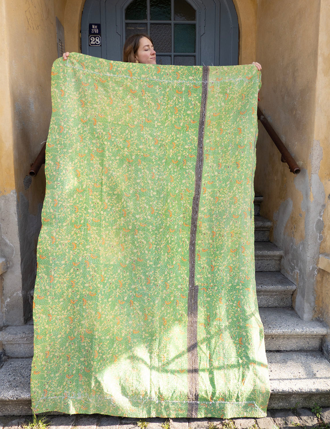 Indian kantha bedspread - 821