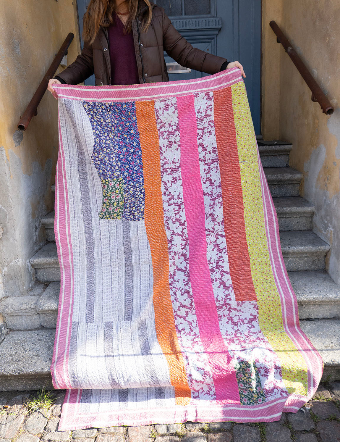 Indian kantha bedspread - 821