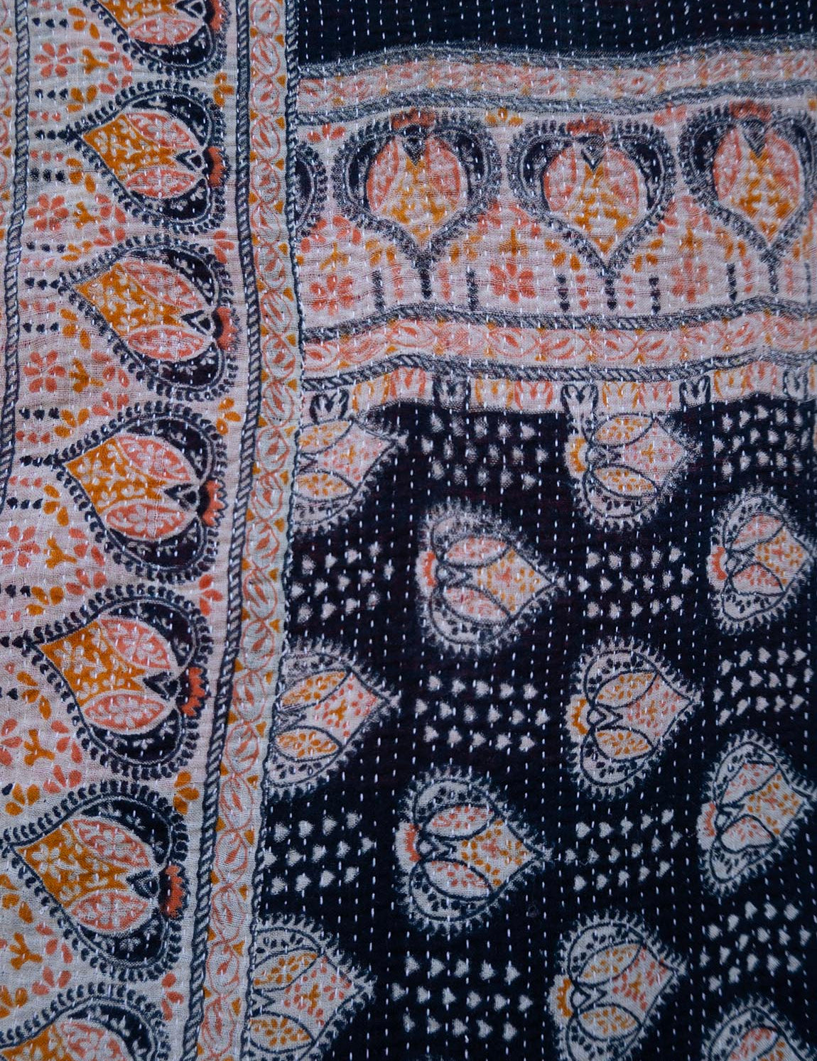 Indian kantha bedspread - 834