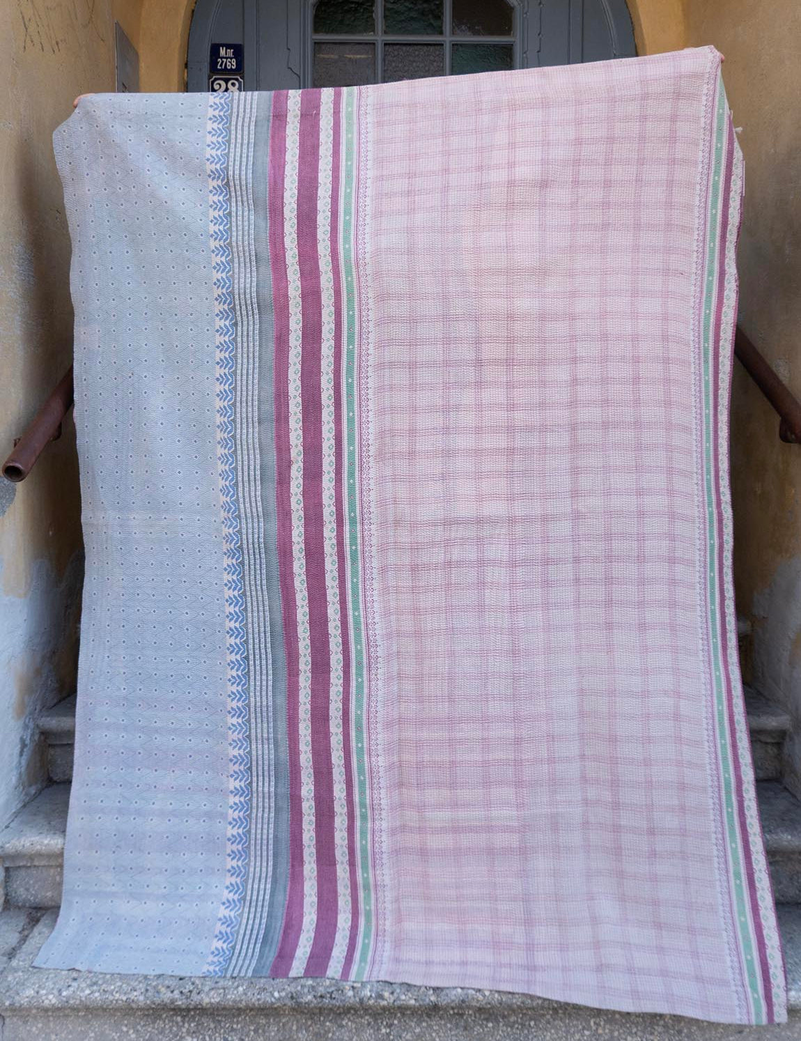 Indian kantha bedspread - 835