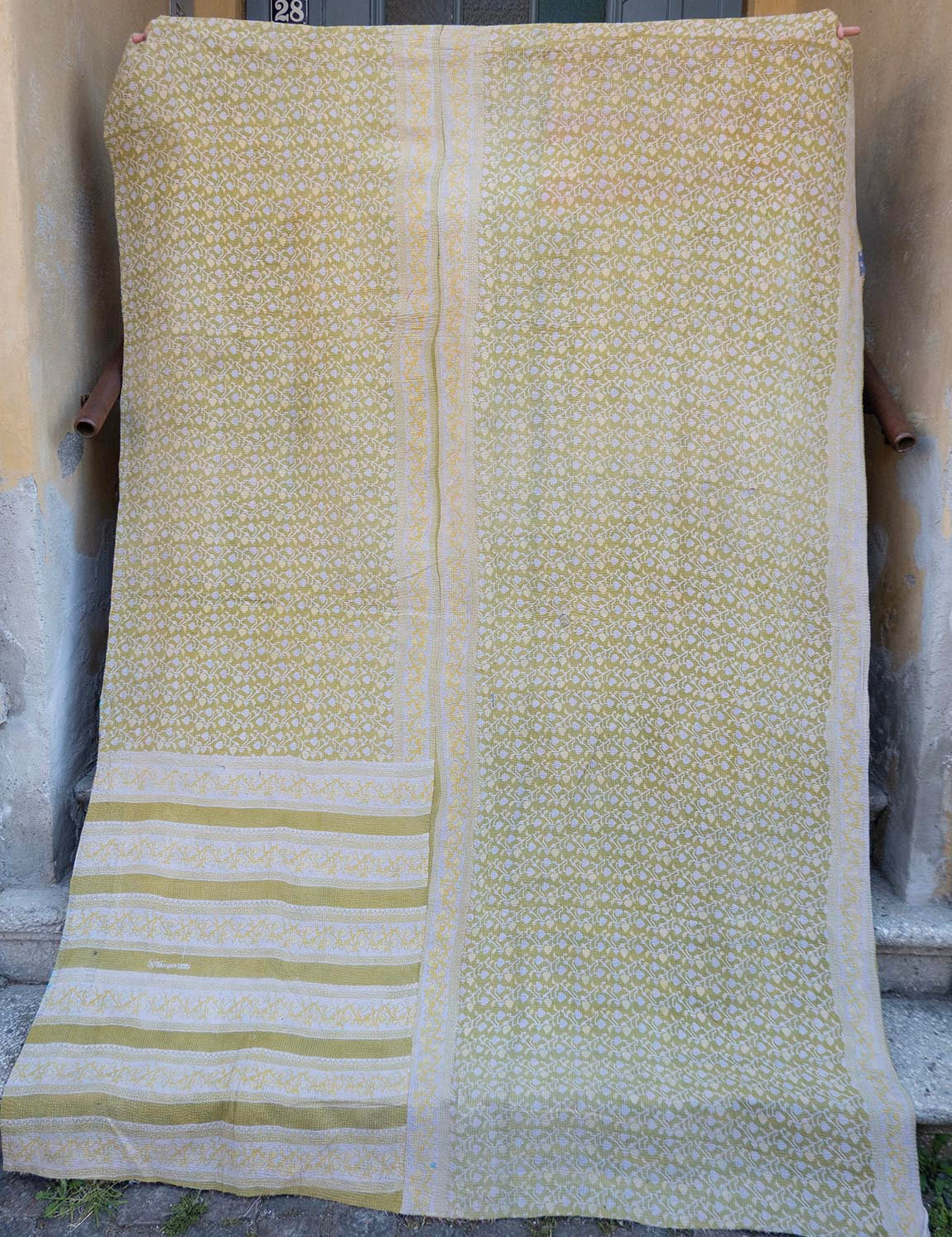 Indian kantha bedspread - 836