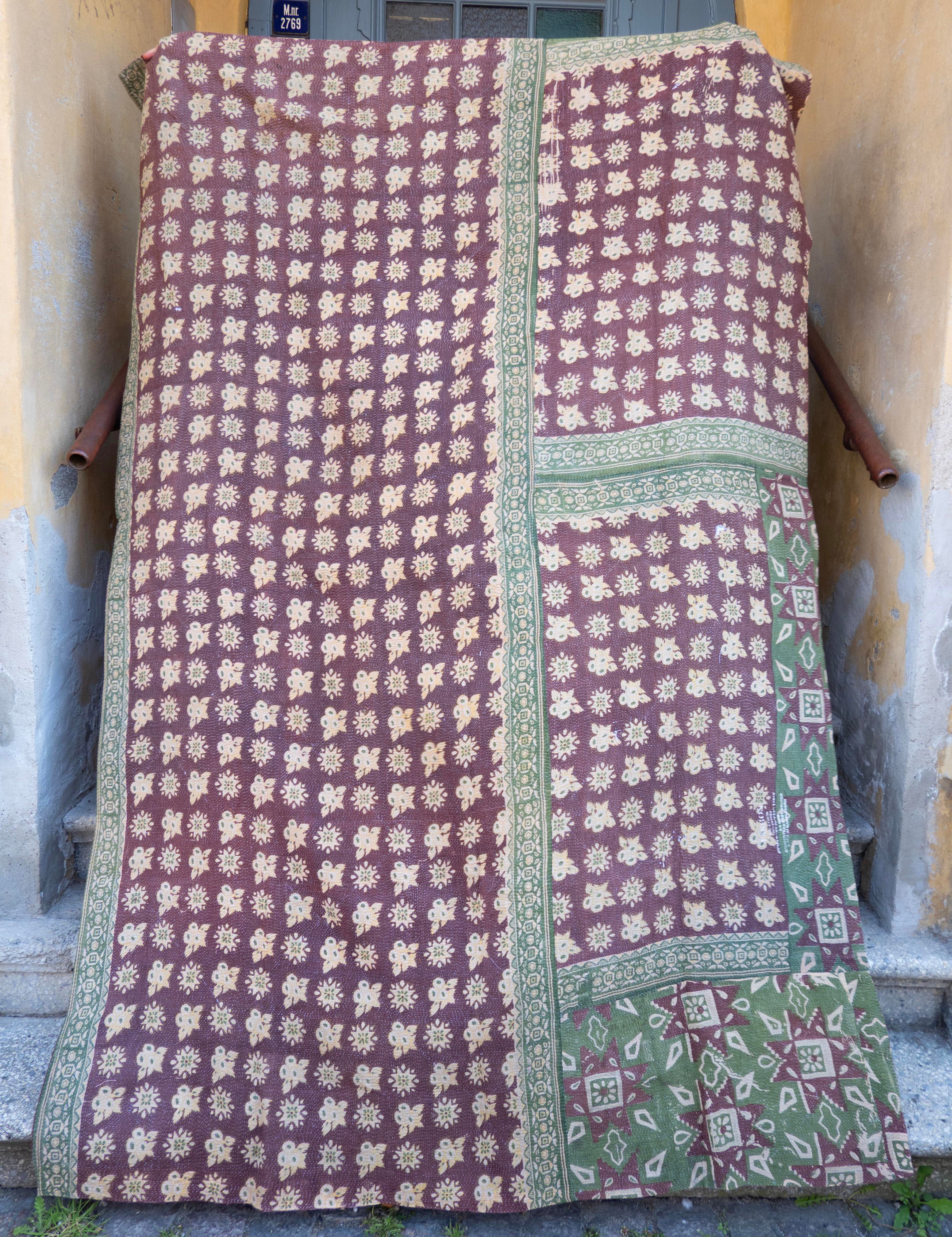Indian kantha bedspread - 837