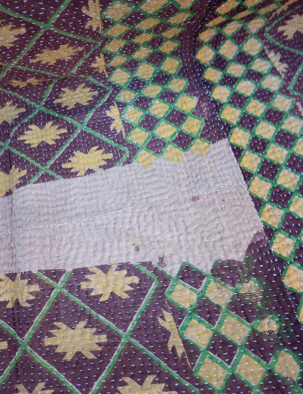 Indian kantha bedspread - 845