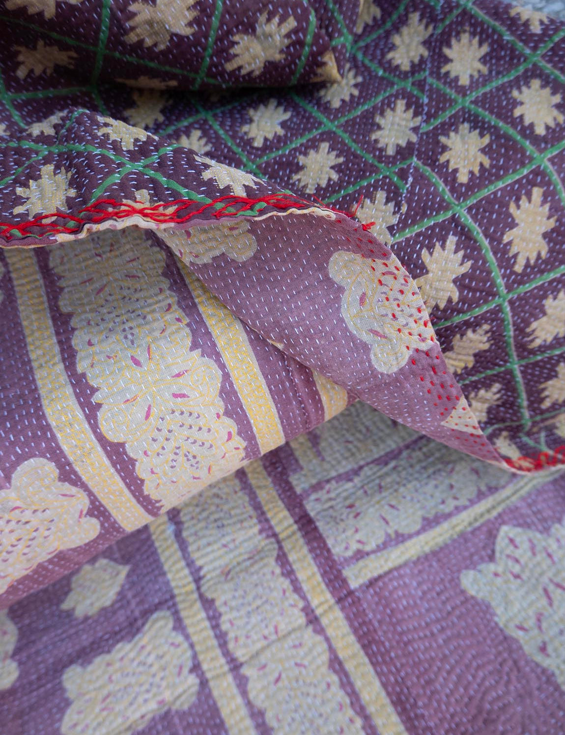 Indian kantha bedspread - 845