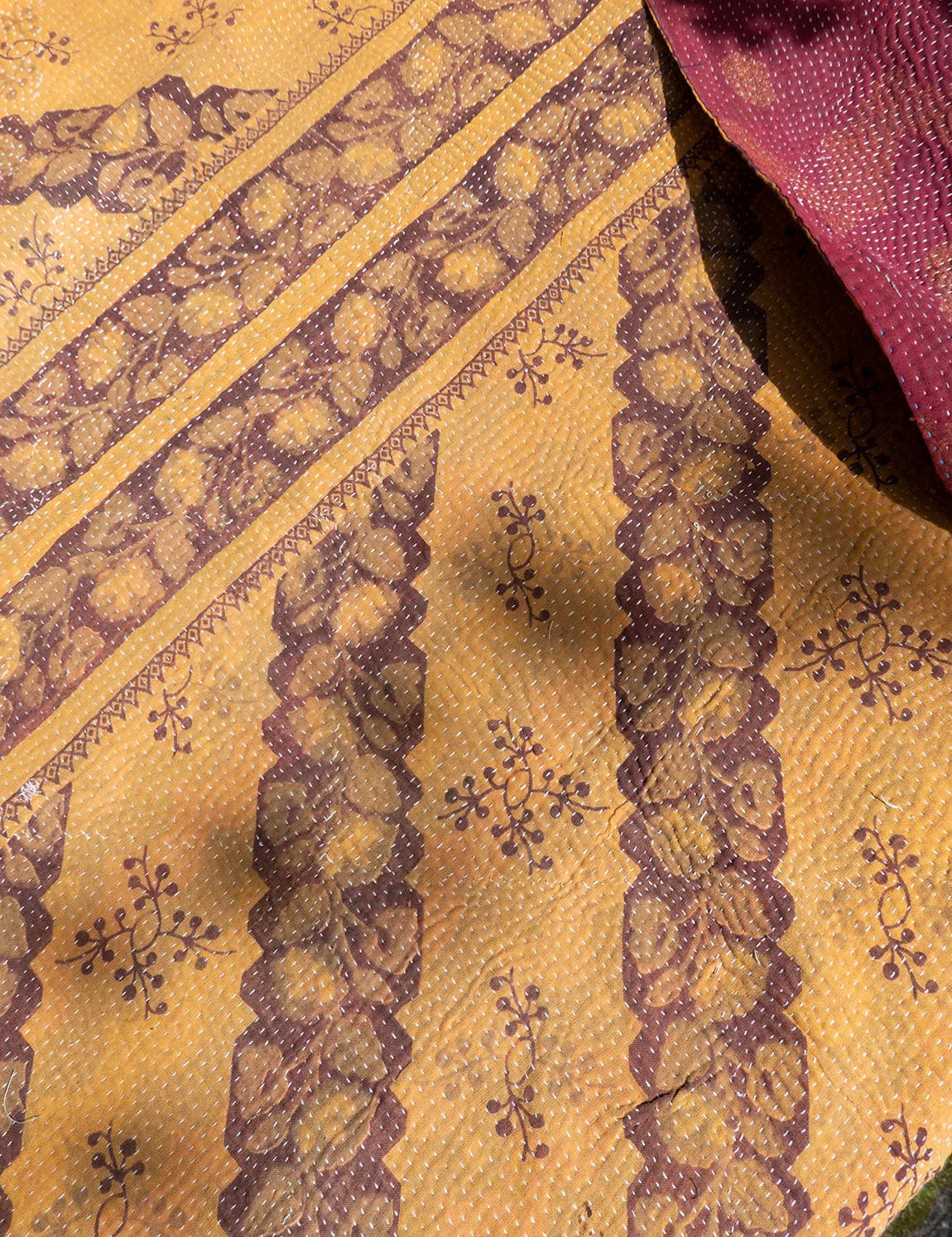 Indian kantha bedspread - 866