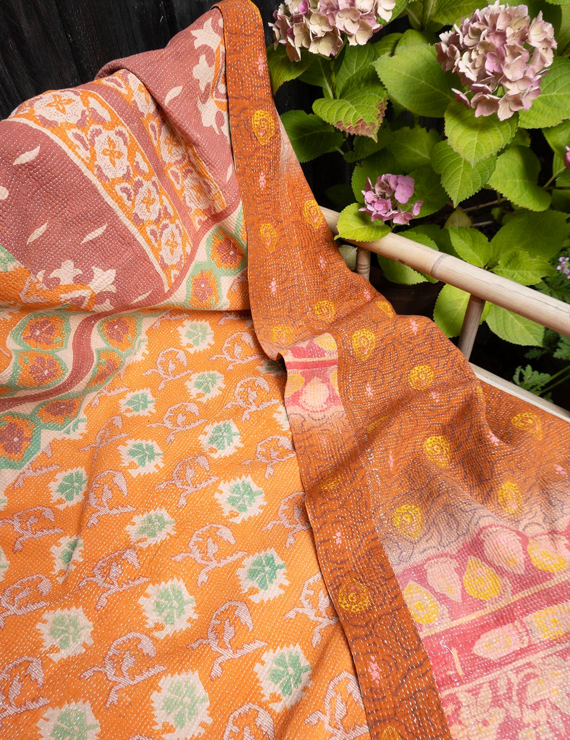 Indian kantha bedspread - 868