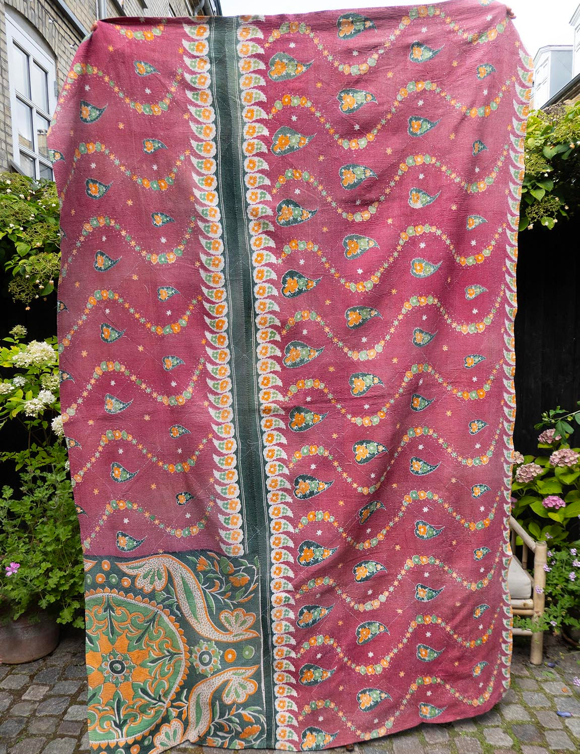 Indian kantha bedspread - 869