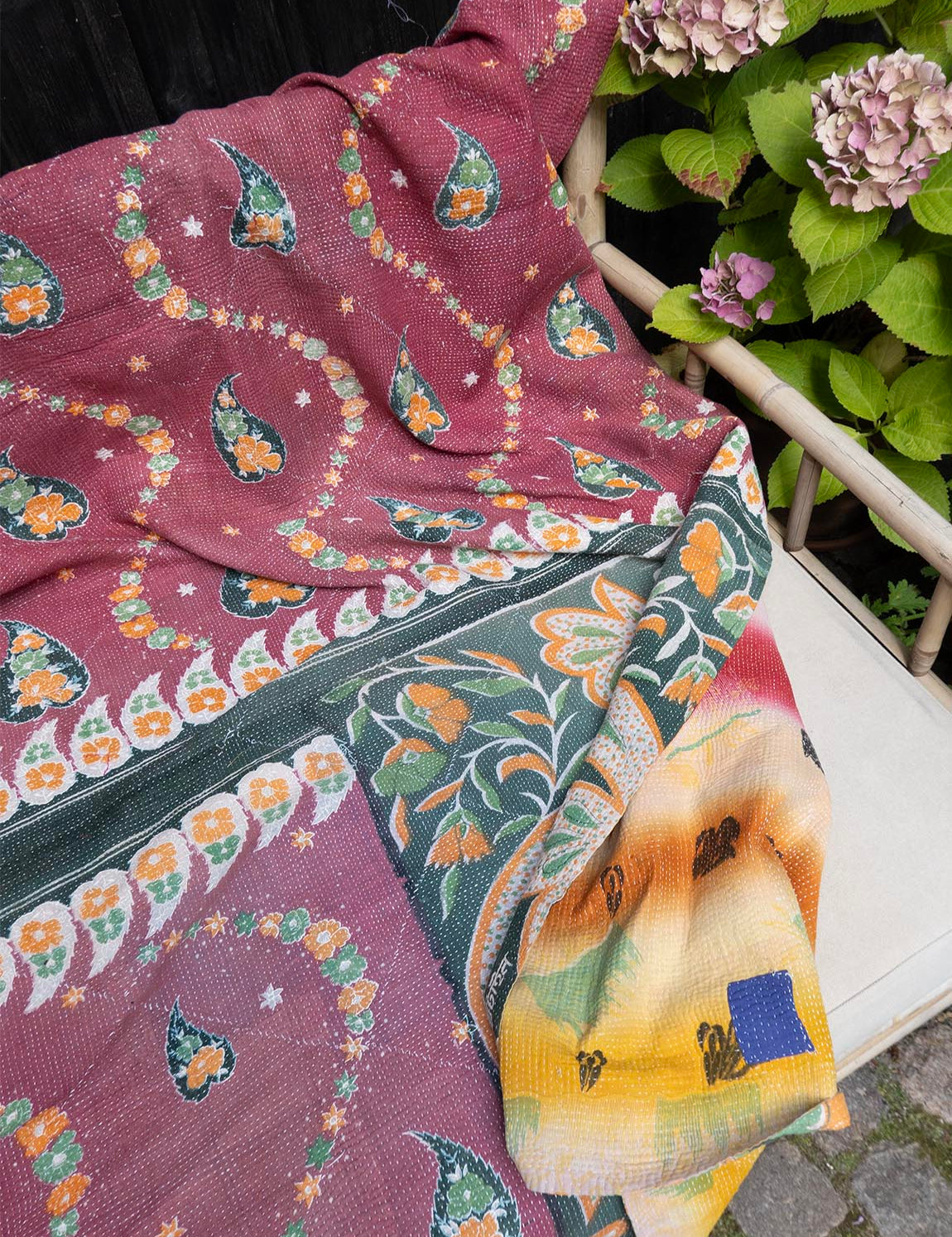 Indian kantha bedspread - 869