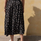 Summer Skirt - 98 Black with White Flower