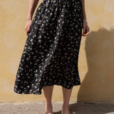 Summer Skirt - 98 Black with White Flower