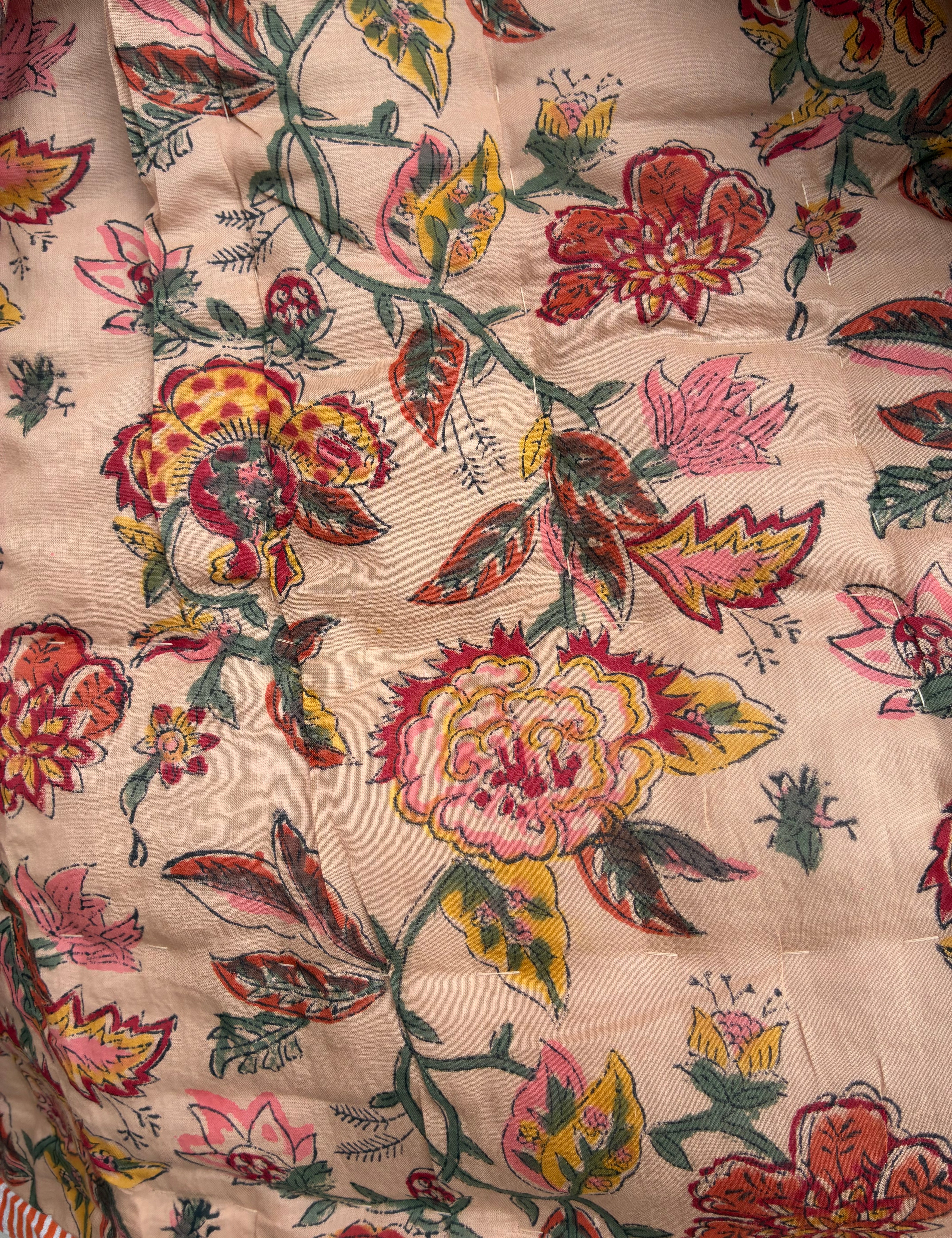 Quiltet tæppe - Blue Meadow / Antique Floral