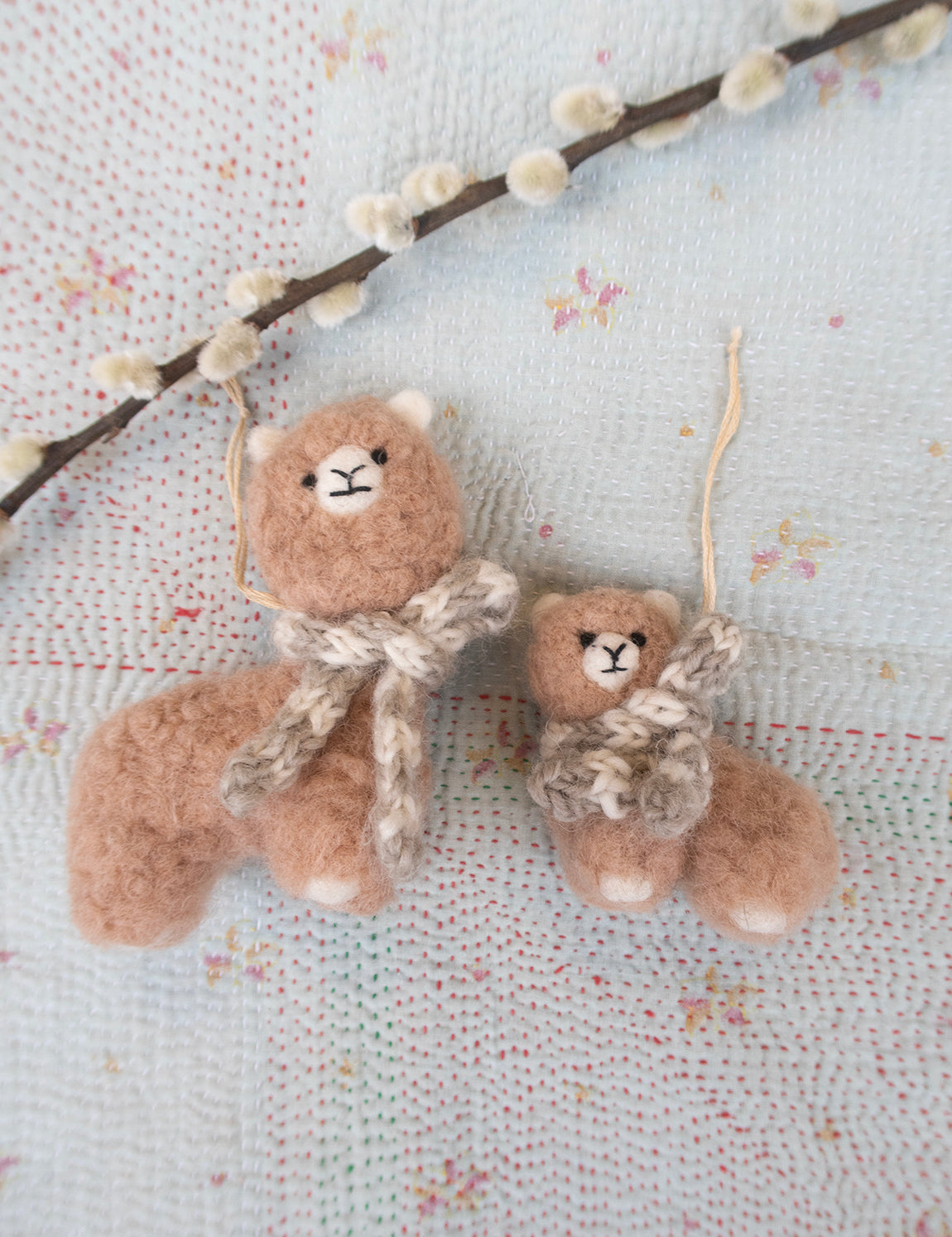 Nepali Felt Alpaca Mom and Baby