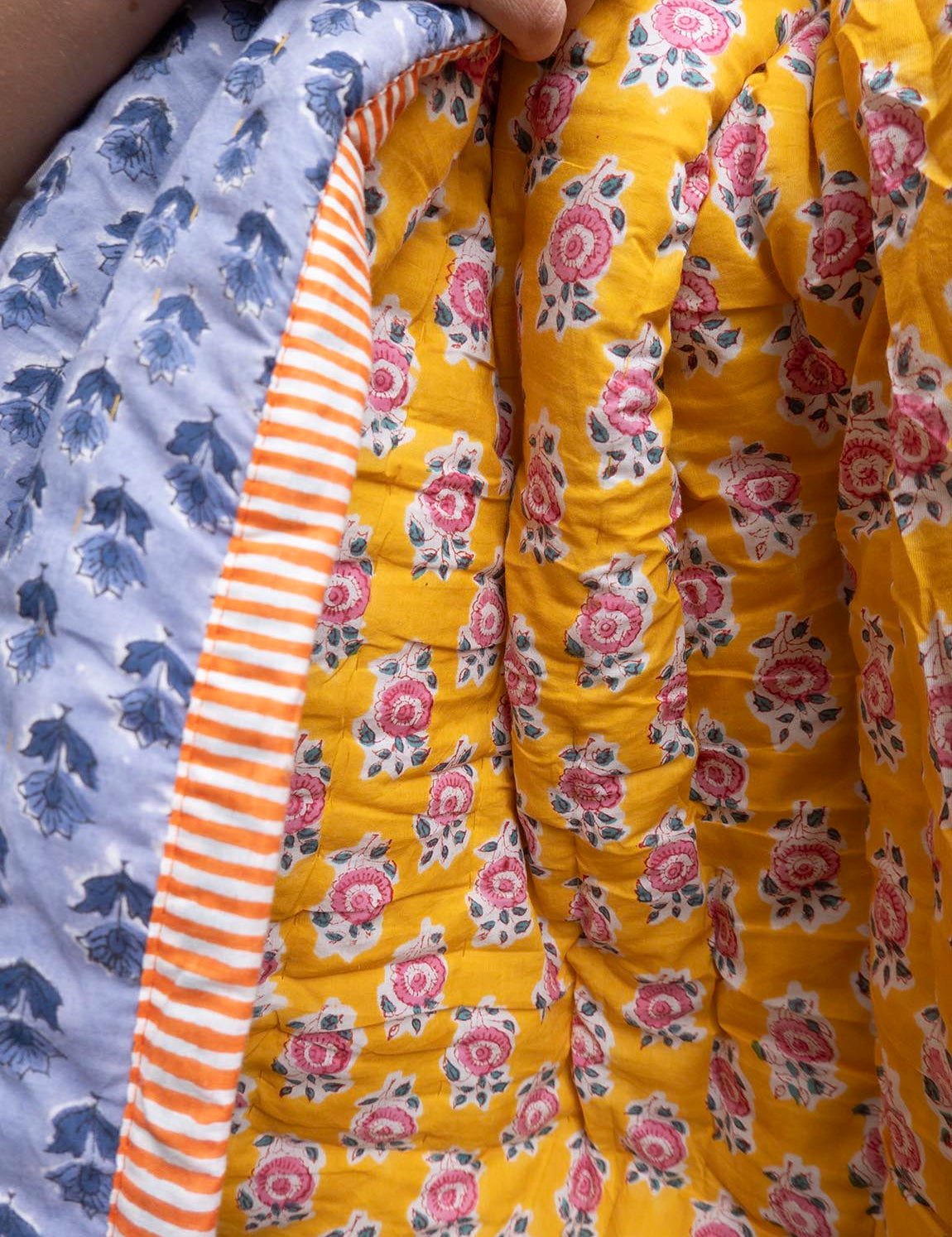 Quiltet babytæppe -  17 Sun Yellow/Warm Blue