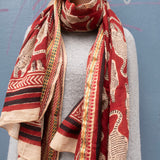 Bagru Scarf - Red with Animal