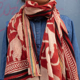 Bagru Scarf - Red with Animal