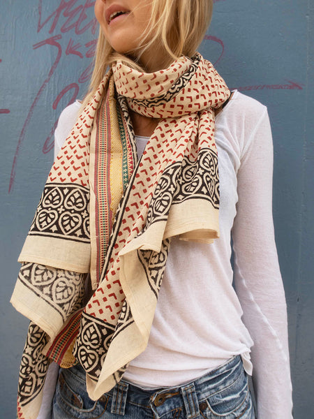 Bagru Scarf - Red Classic