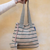 Nepal Stripe Bag - Beige/Dark Green