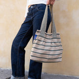 Nepal Stripe Bag - Beige/Dark Green
