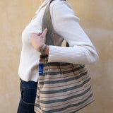 Nepal Stripe Bag - Beige/Dark Green