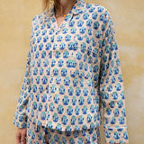 Pyjamas Blockprint - Beige and Blue