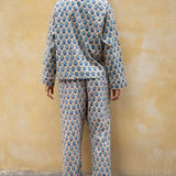 Pyjamas Blockprint - Beige and Blue