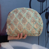 Moon Pouch Blockprint L - Mint