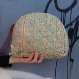 Moon Pouch Blockprint L - Mint Stripe