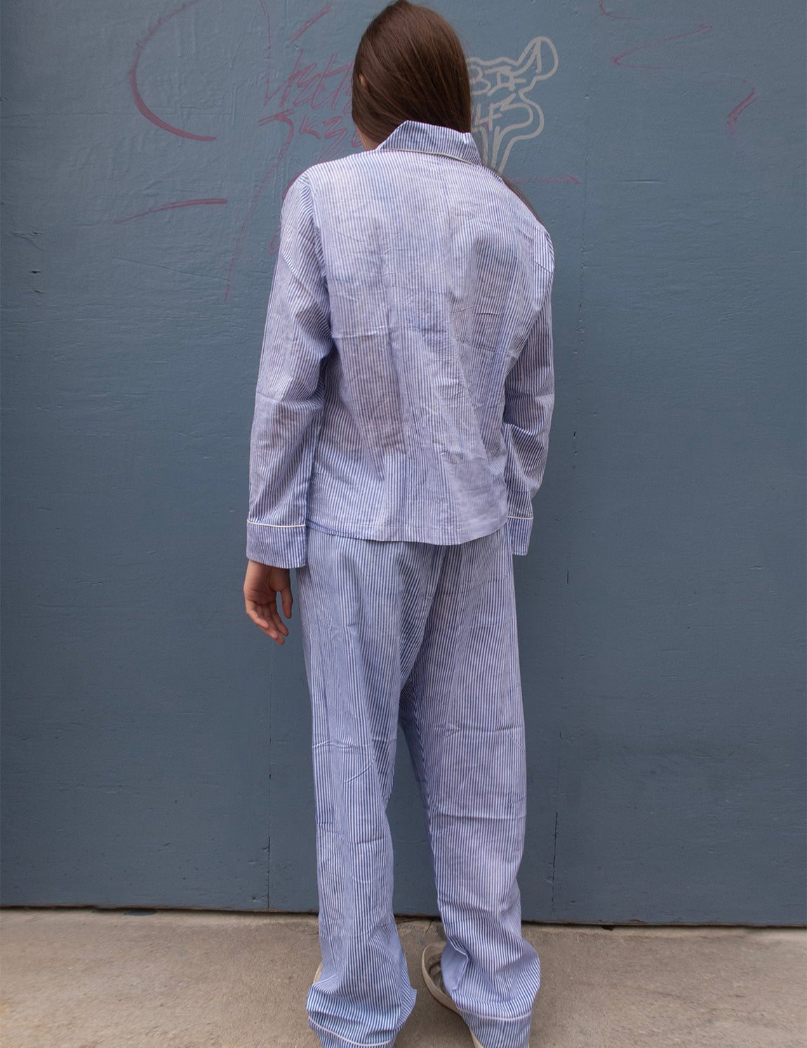Pyjamas Blockprint - Blue Stripe