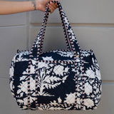 Daisy Duffel Bag - Quilted Blockprint - Dark Blue