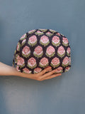 Moon Pouch Blockprint L - Blue Stripes