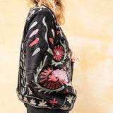 Suzani Jacket - Black / Red Flower