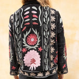 Suzani Jacket - Black / Red Flower