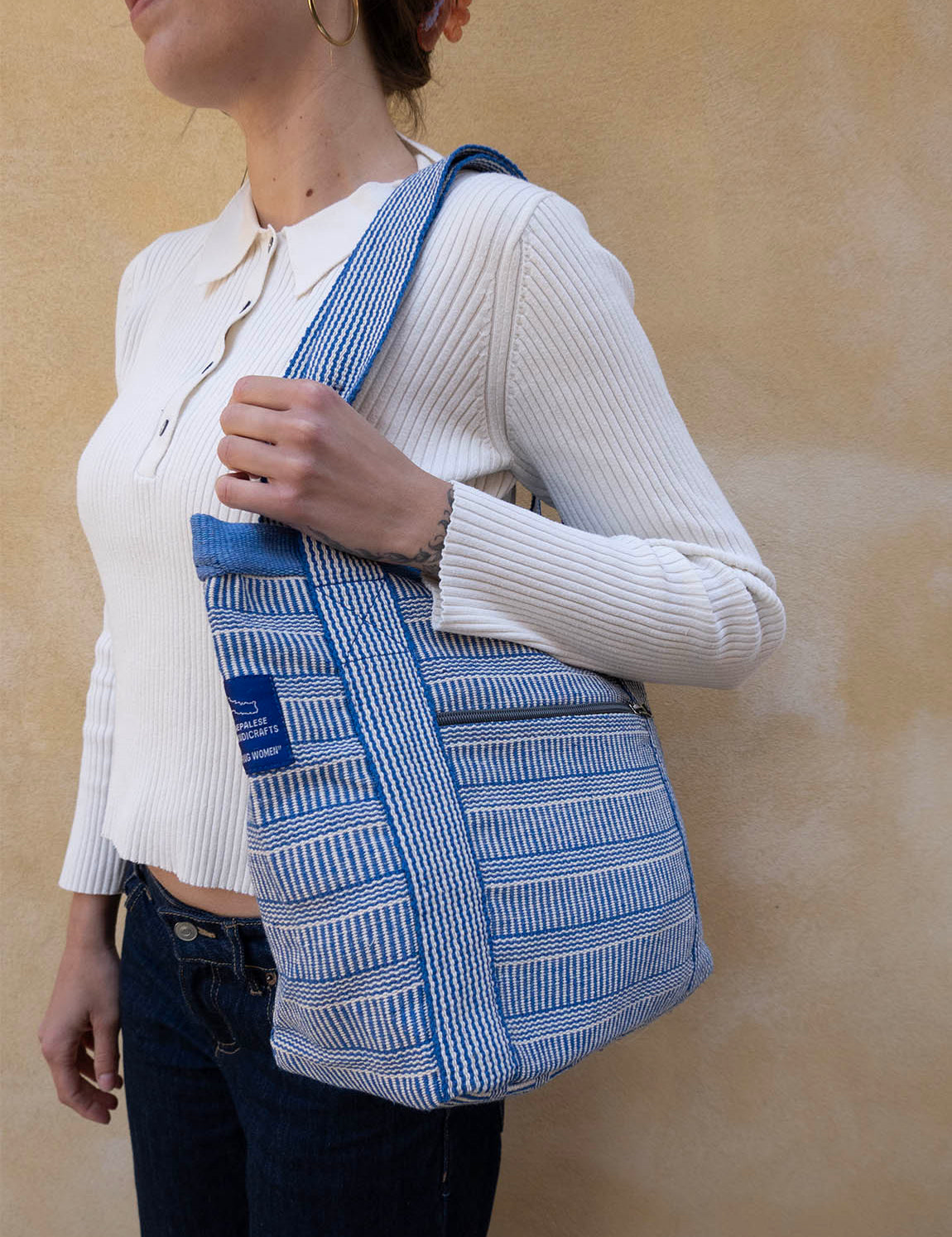 Nepal Stripe Bag - Blue/White