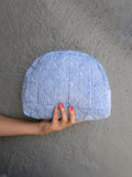 Moon Pouch Blockprint L - Blue Stripes
