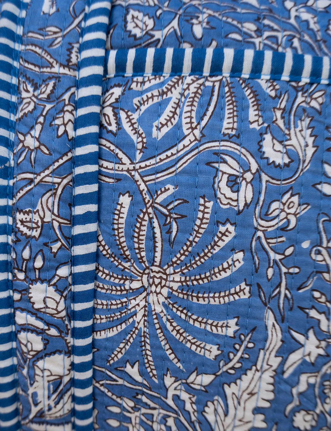 Daisy Duffel Bag - Quilted Blockprint - Blue