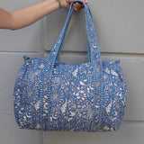 Daisy Duffel Bag - Quilted Blockprint - Blue