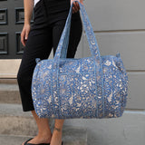Daisy Duffel Bag - Quilted Blockprint - Blue