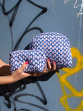Moon Pouch Blockprint L - Bright Blue
