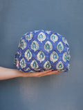 Moon Pouch Blockprint L - Blue Stripes