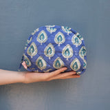 Moon Pouch Blockprint M - Blue