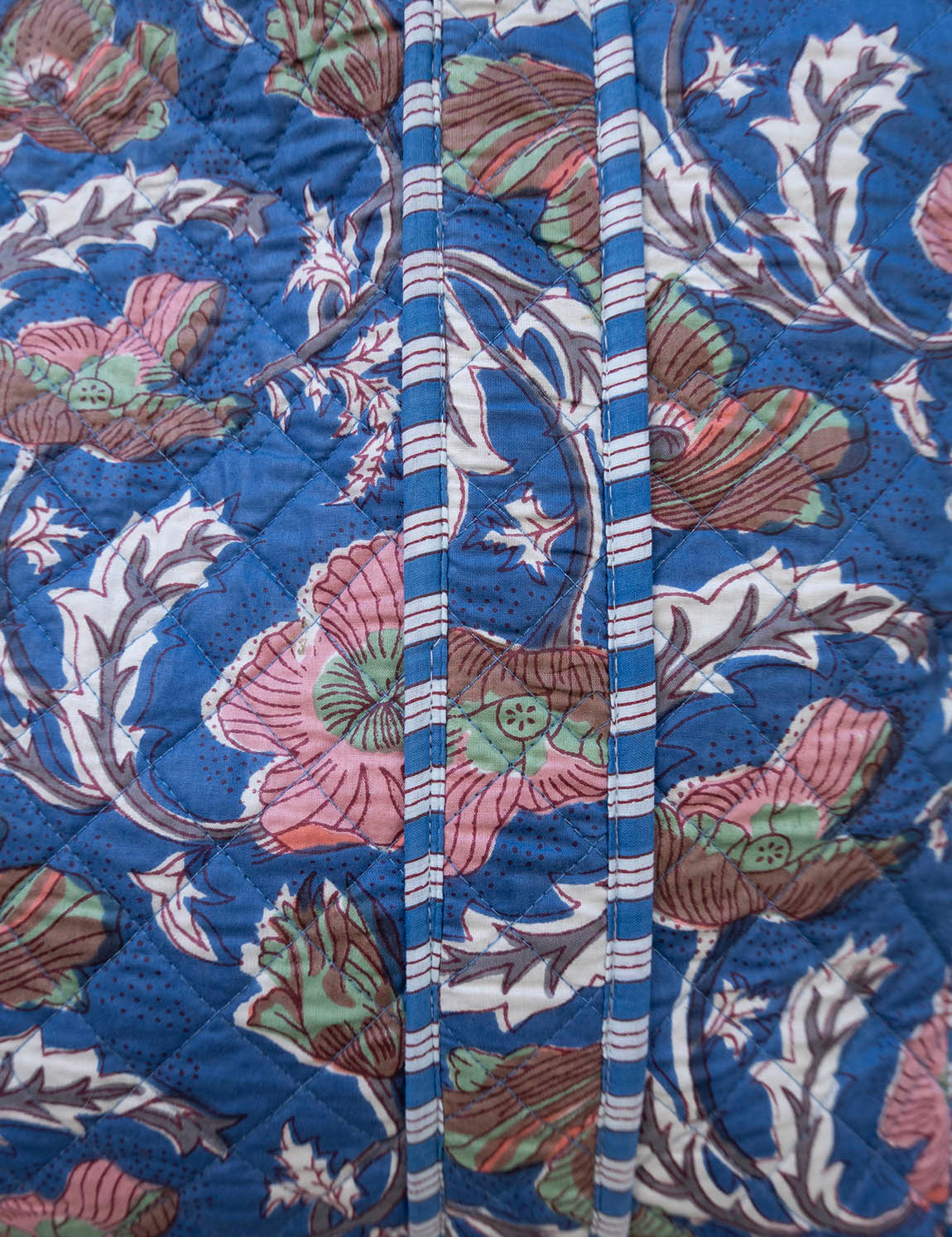 Tove Tote - Quilted Blockprint - Blue