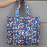Tove Tote - Quilted Blockprint - Blue