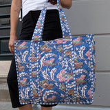 Tove Tote - Quilted Blockprint - Blue