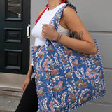 Tove Tote - Quilted Blockprint - Blue