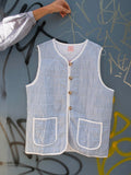 Waistcoat Quilted - Blue/White