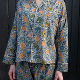 Pyjamas Blockprint - Blue Wild Garden