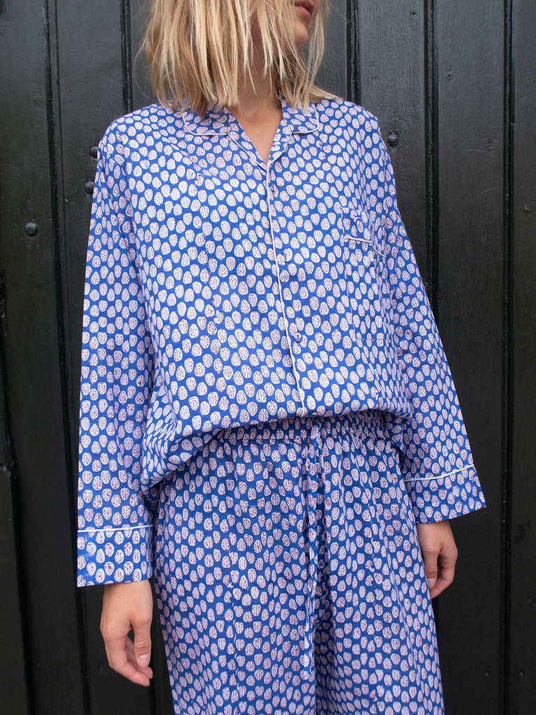 Pyjamas Blockprint Bright Blue
