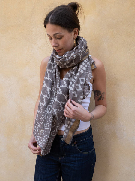 Bagru Scarf - Brown Grey